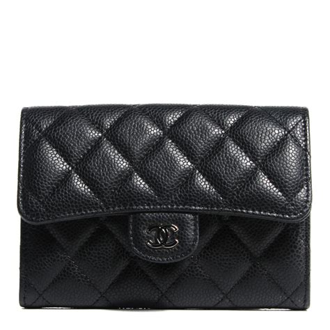 chanel black caviar flap wallet